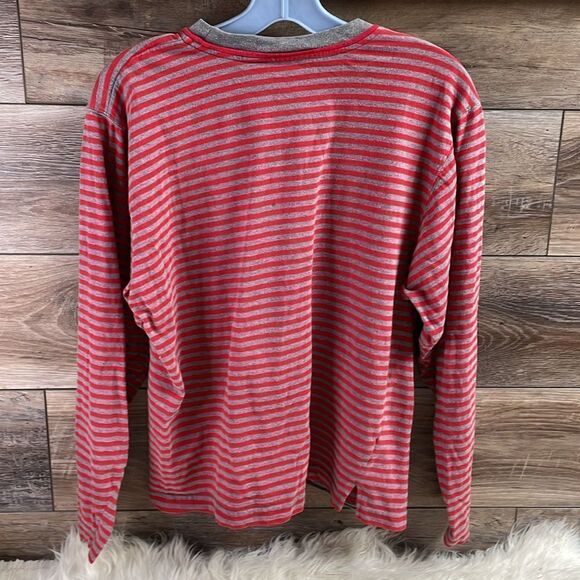 Lizsport Ladies Long Sleeve Striped Crewneck Pullover Shirt Sz Medium Red Gray - Picture 4 of 4